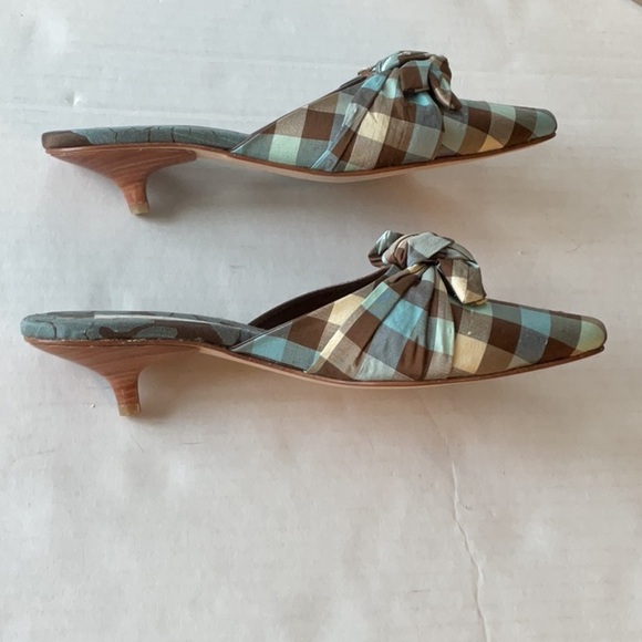 Olivia Rose Tal Cannes Gingham Silk in brown & blue size 8 - Picture 6 of 9